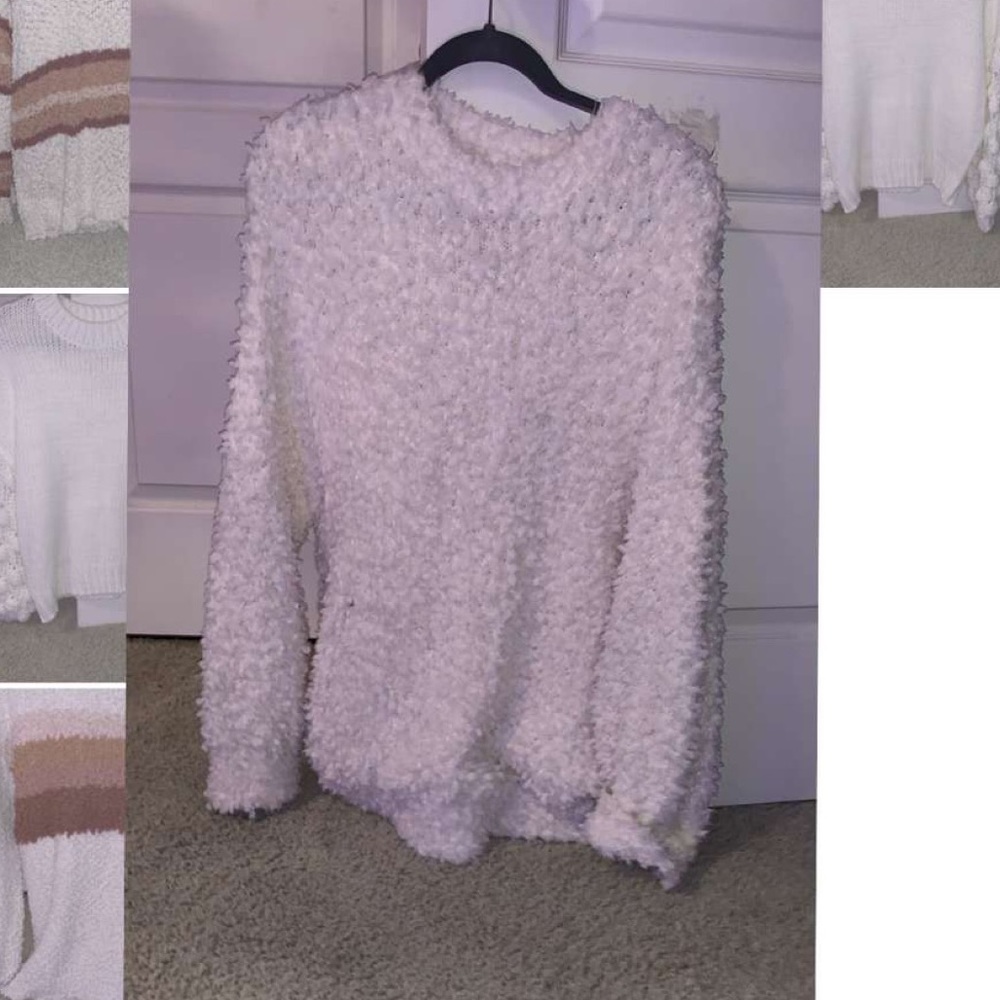 White fuzzy sweater